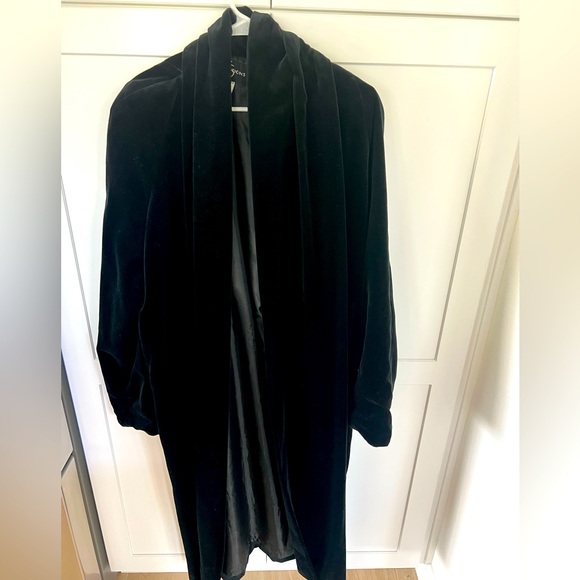 velvet coat, trench - long, VINTAGE , opera coat jacket duster sz M - Picture 2 of 9